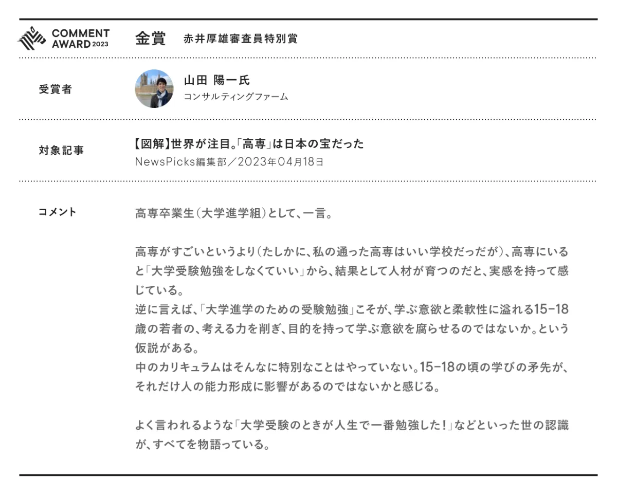 初開催】NewsPicksコメントアワード、第1回の受賞者を発表 - NewsPicks