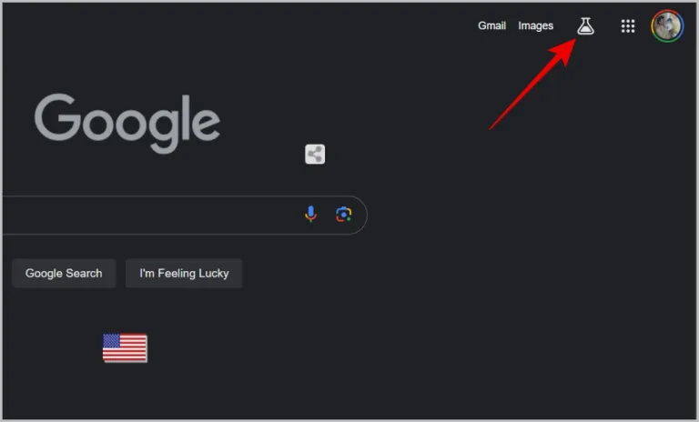 Google Searchの右上隅のフラスコアイコン