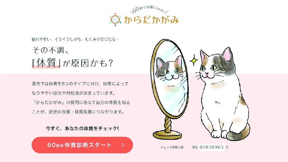 セラピストのための鑑別診断 WEBから店舗販売へ誘導「からだかがみ」診断でオススメ漢方薬を