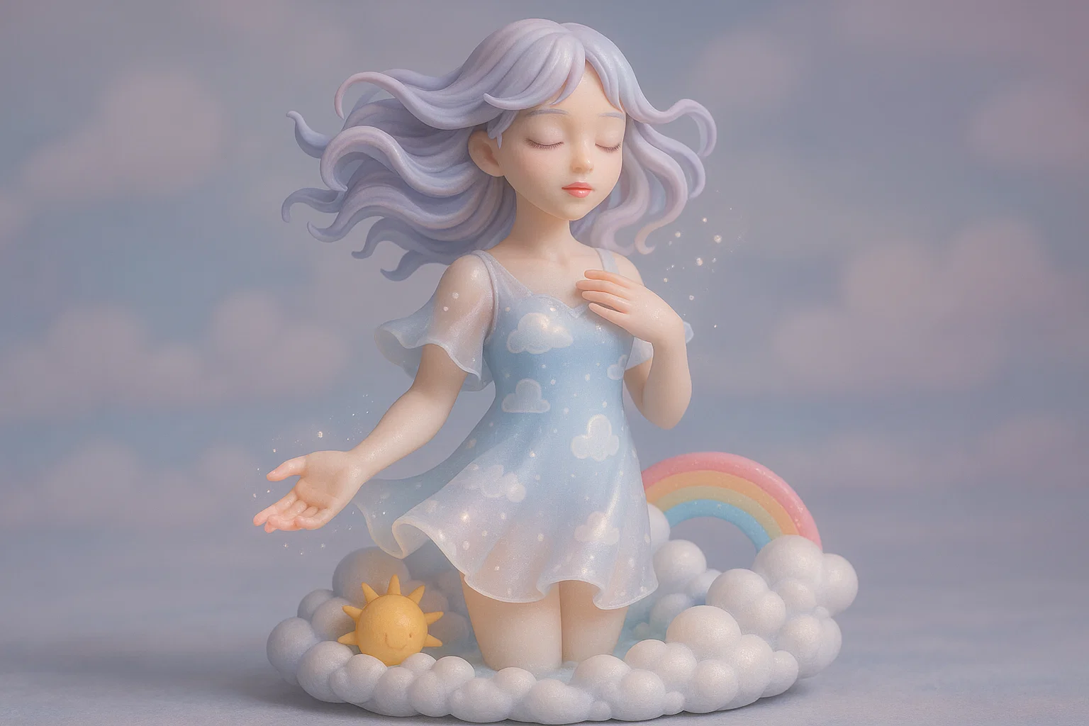 雲のドレスを着た女の子