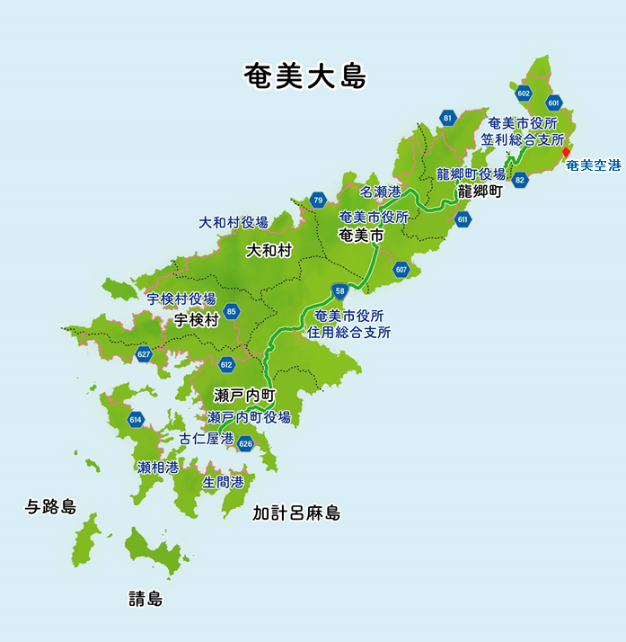 奄美大島の地図