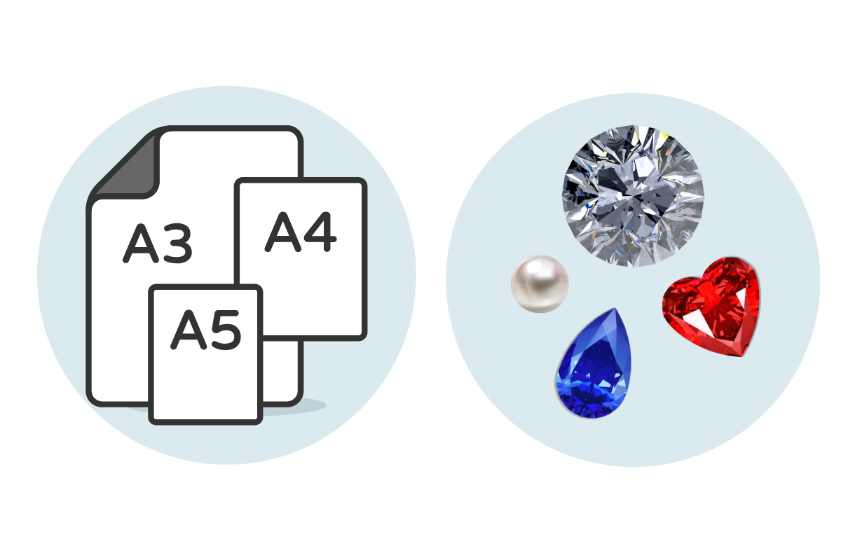 紙などと同様に宝石にもそれぞれ適格サイズがあります