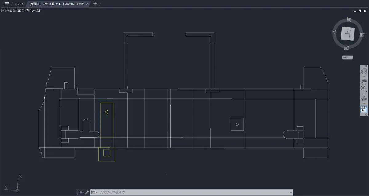 （２）断面を2DCAD（DXF）で出力してAutoCADに読み込み