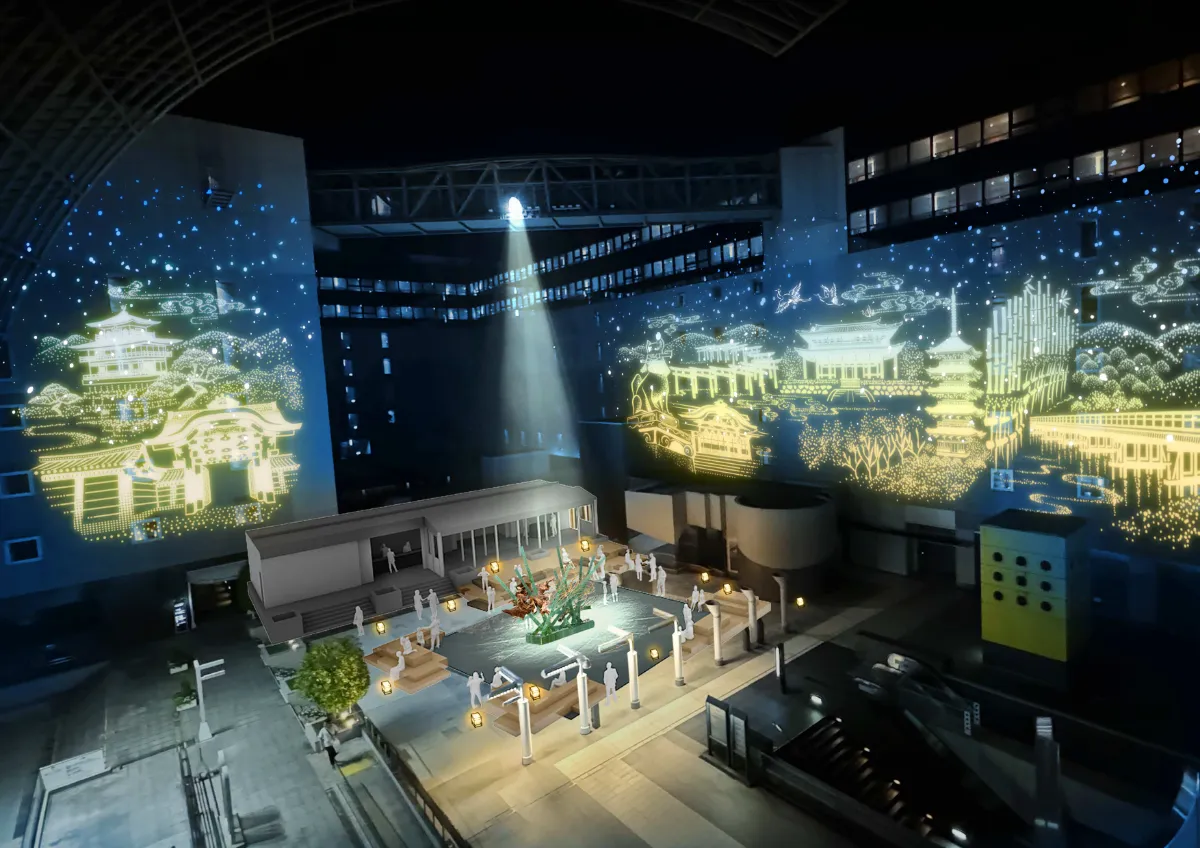 JR京都駅ビル東広場に、京都の四季をめぐる幻想的な光のアートが JR京都駅ビル東広場に、京都の四季をめぐる幻想的な光のアートが