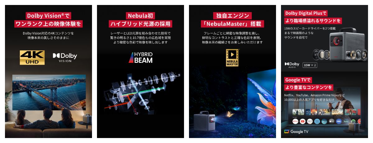 レーザーとLEDのハイブリッド光源を採用。Dolby Vision®に対応 レーザーとLEDのハイブリッド光源を採用。Dolby Vision®に対応