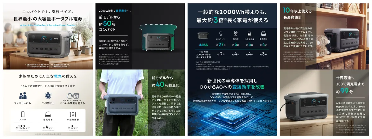 家族の防災に万全の備えを！世界最小の大容量ポータブル電源 「Anker 