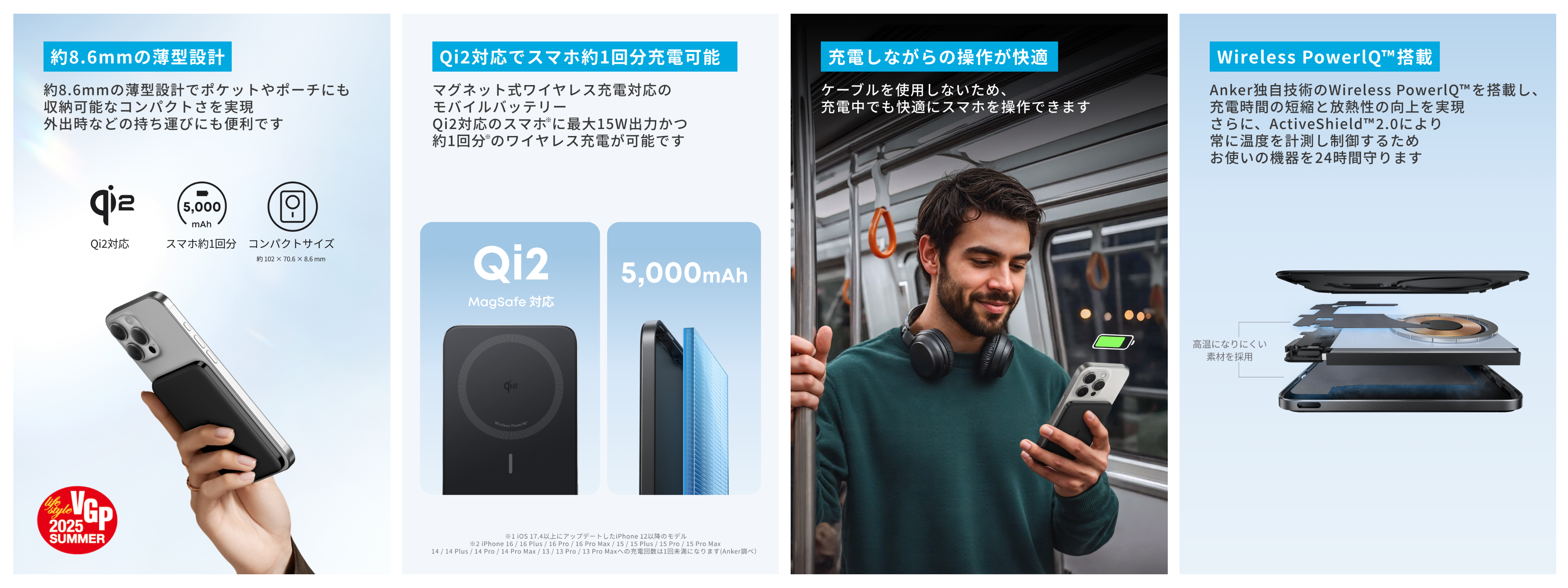 ANKER ワイヤレス充電対応モバイルバッテリー Anker】Anker初！マグネット式ワイヤレス充電対応の第一弾