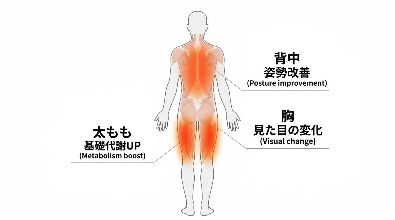 鍛えるべき筋肉部位を示す人体図