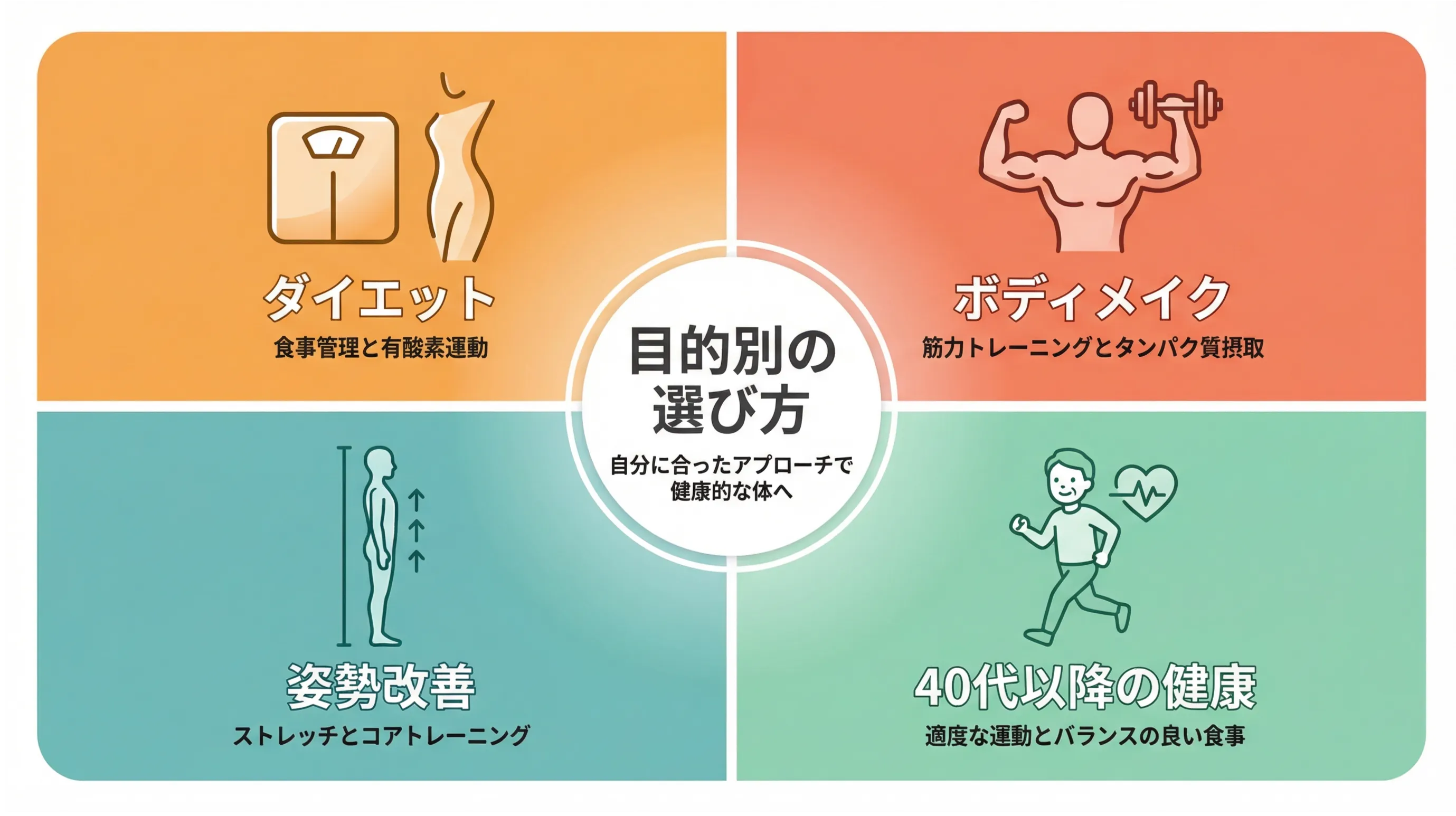 目的別の選び方 - 自分に合ったアプローチで健康的な体へ