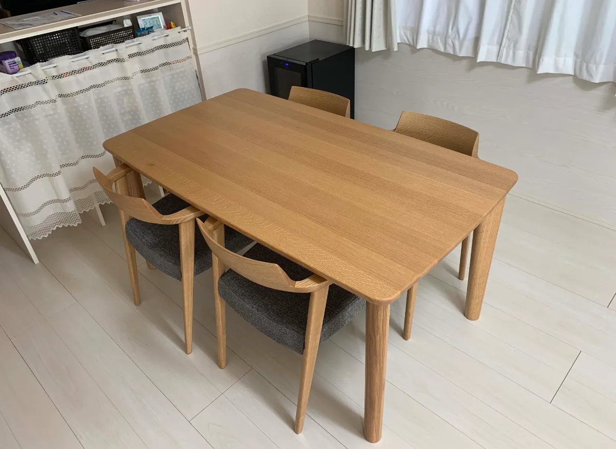 無垢材 赤褐色 無垢材　テーブル no.241 レッドオーク無垢材のダイニングテーブル | きくや家具