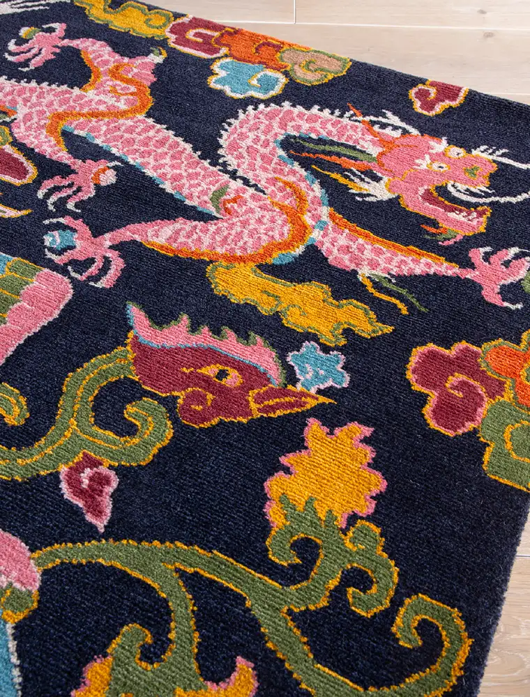 龍と鳳凰　カガマ　norbu lingka ノルブリンカ　チベット絨毯　ドラゴン 龍と鳳凰 カガマ norbu lingka ノルブリンカ チベット絨毯