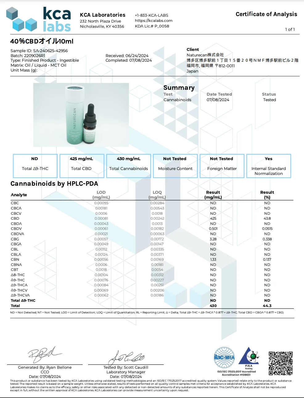 COA（Certificate of analysis）とは何か？大麻・CBDの成分分析表