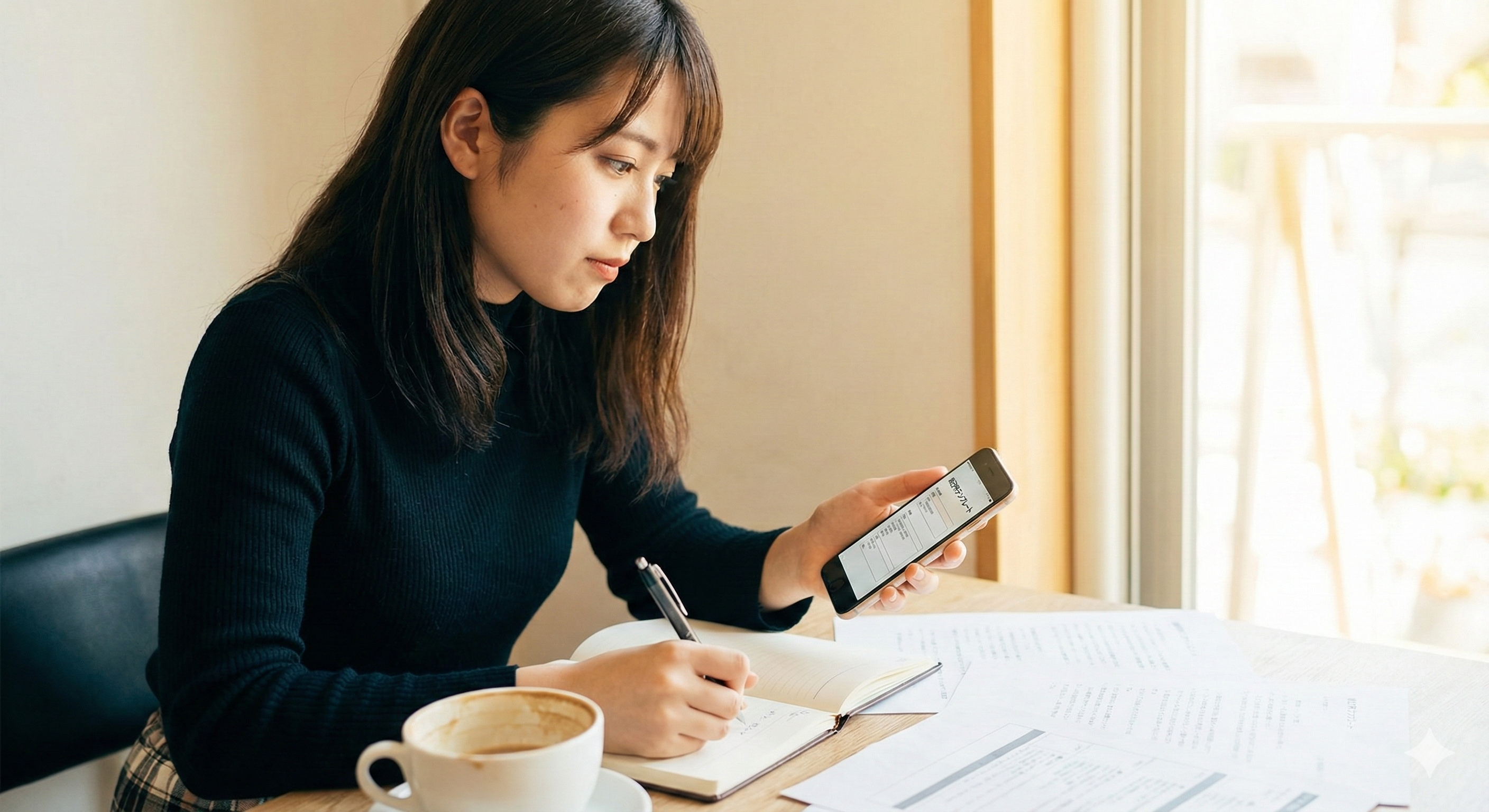 書類作成している女性