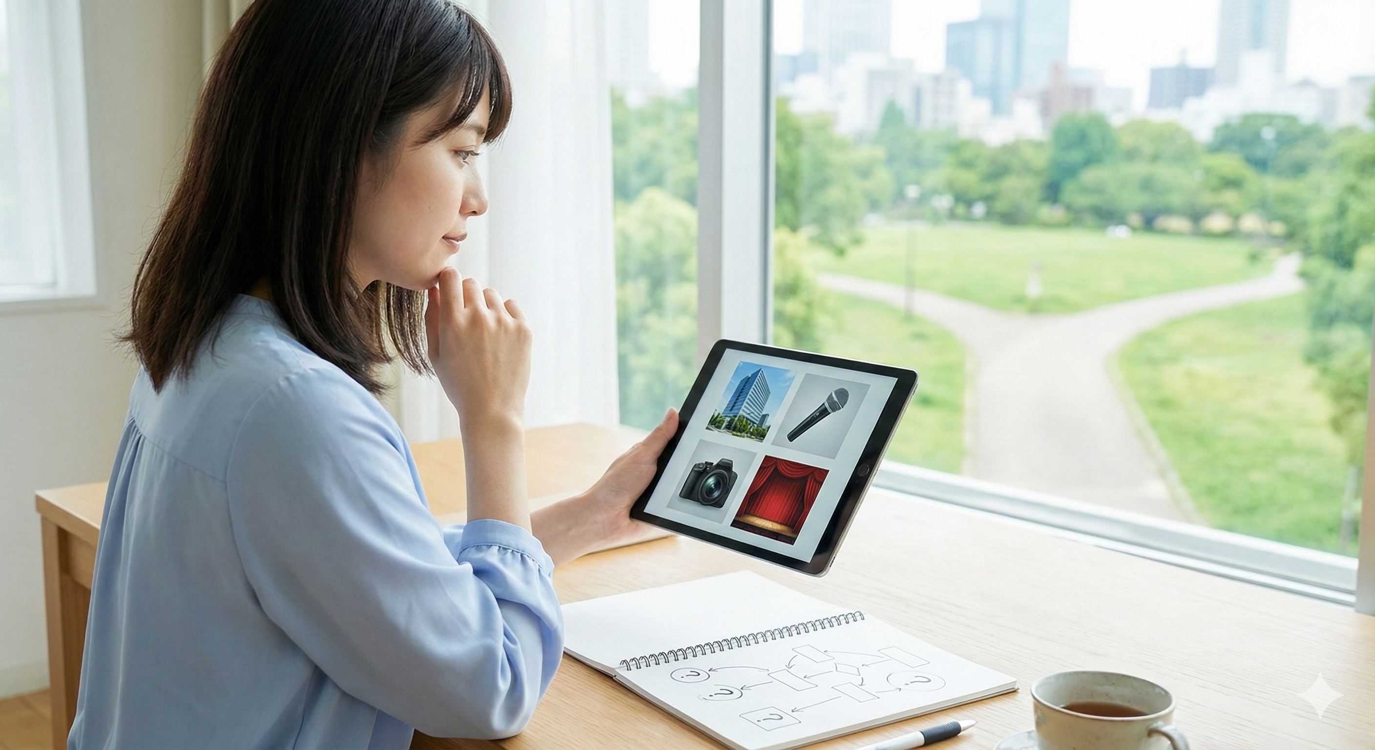 考える日本人女性
