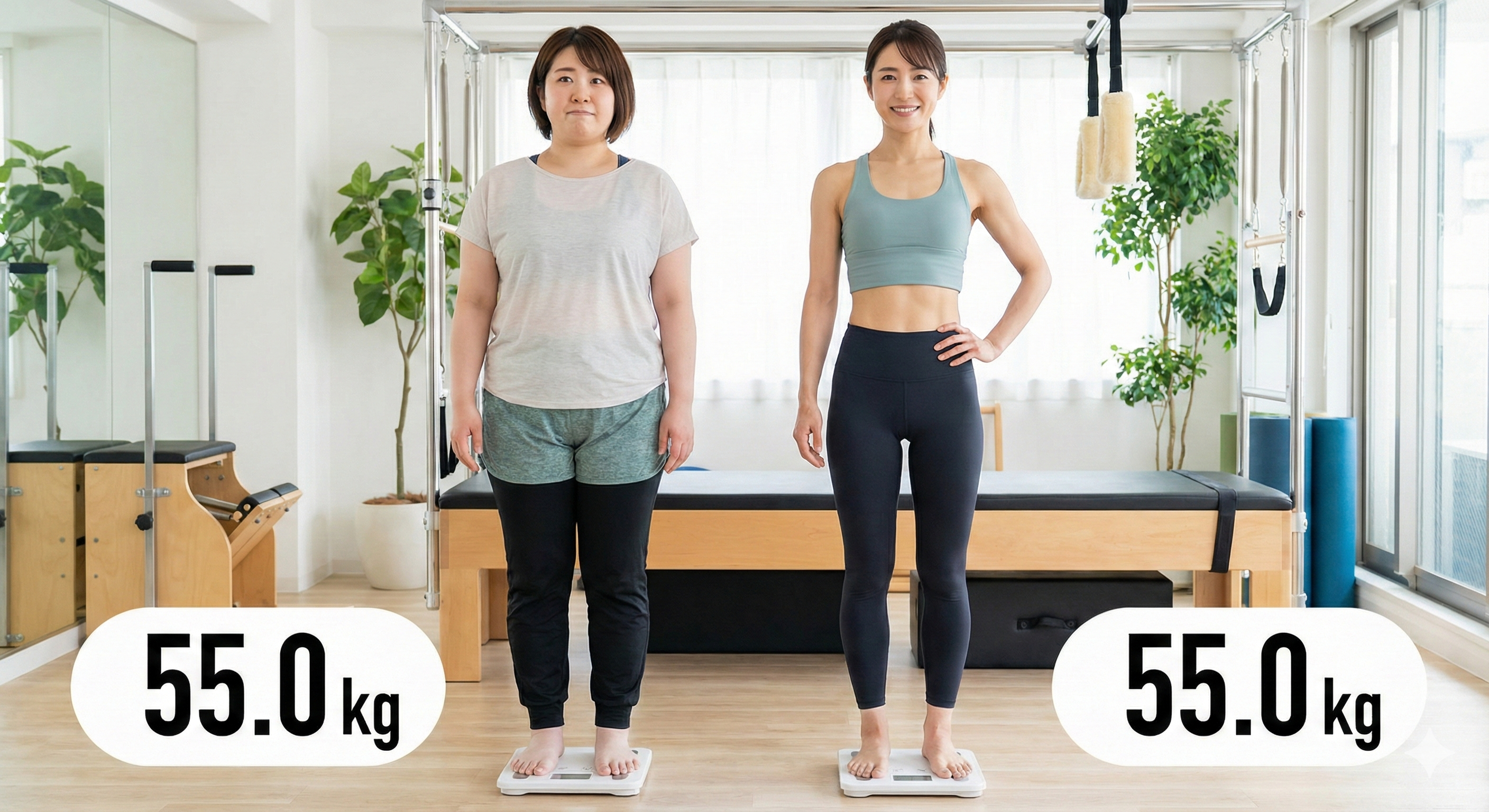 体重が同じなのに見た目が違う２人の女性