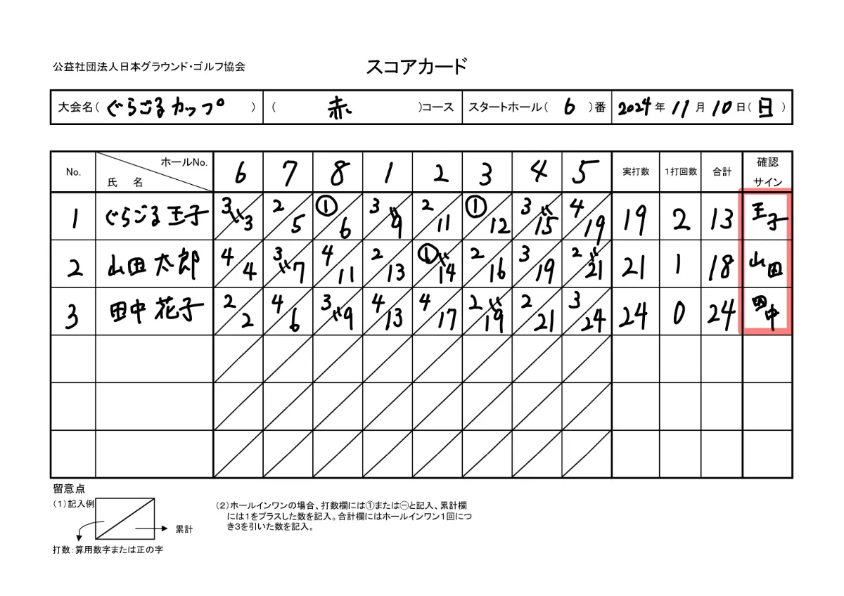 初心者必見】グラウンドゴルフのスコアカードの書き方について解説 