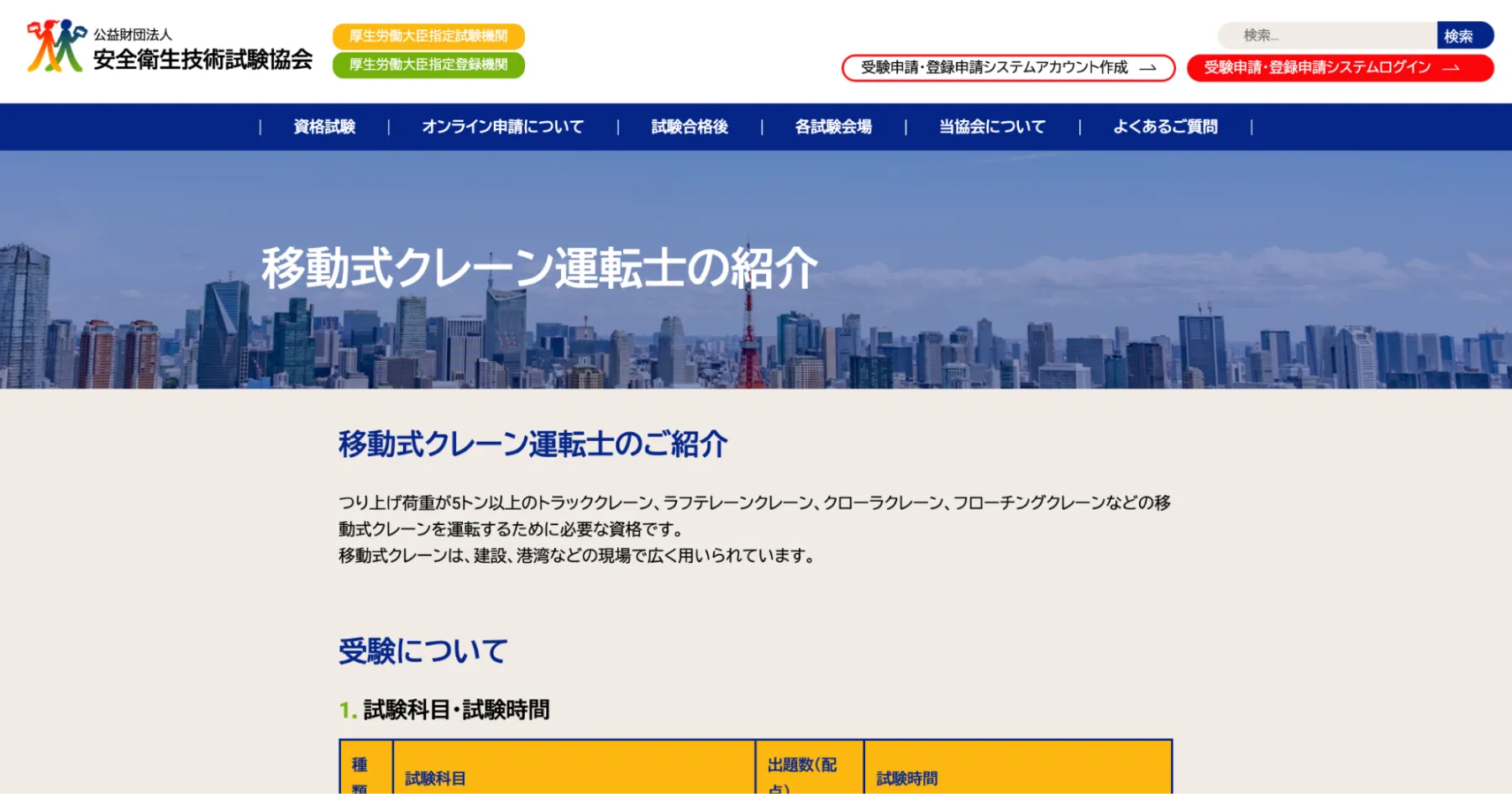 移動式クレーン運転士免許