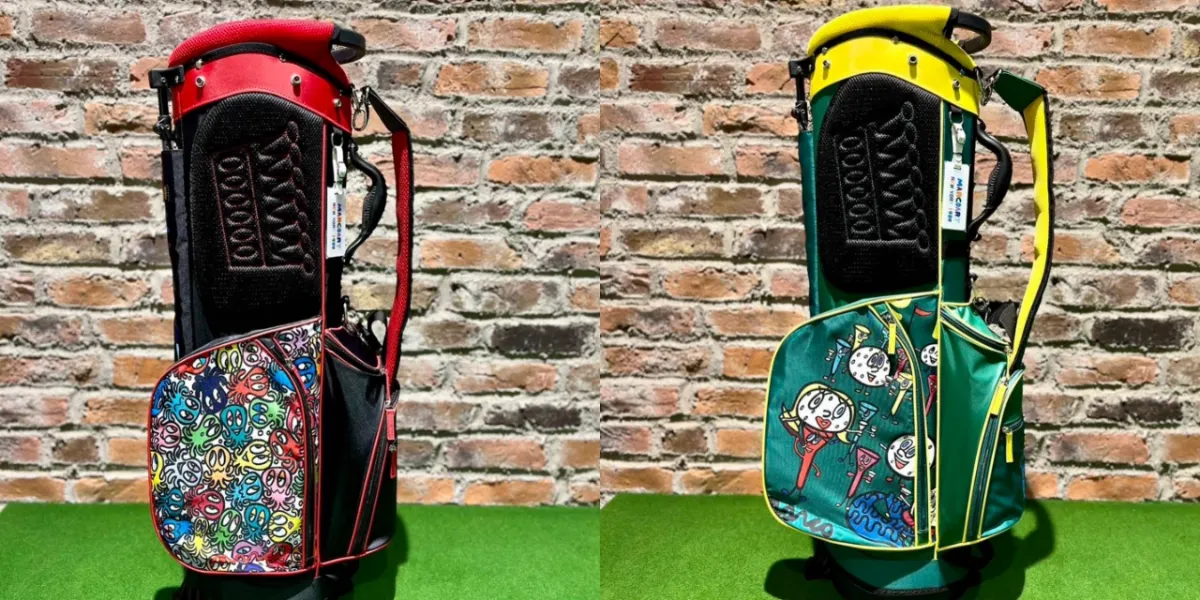 陶器製ゴルフバッグ型アート Admiral GOLF カートキャディバッグ。細かい表面模様の