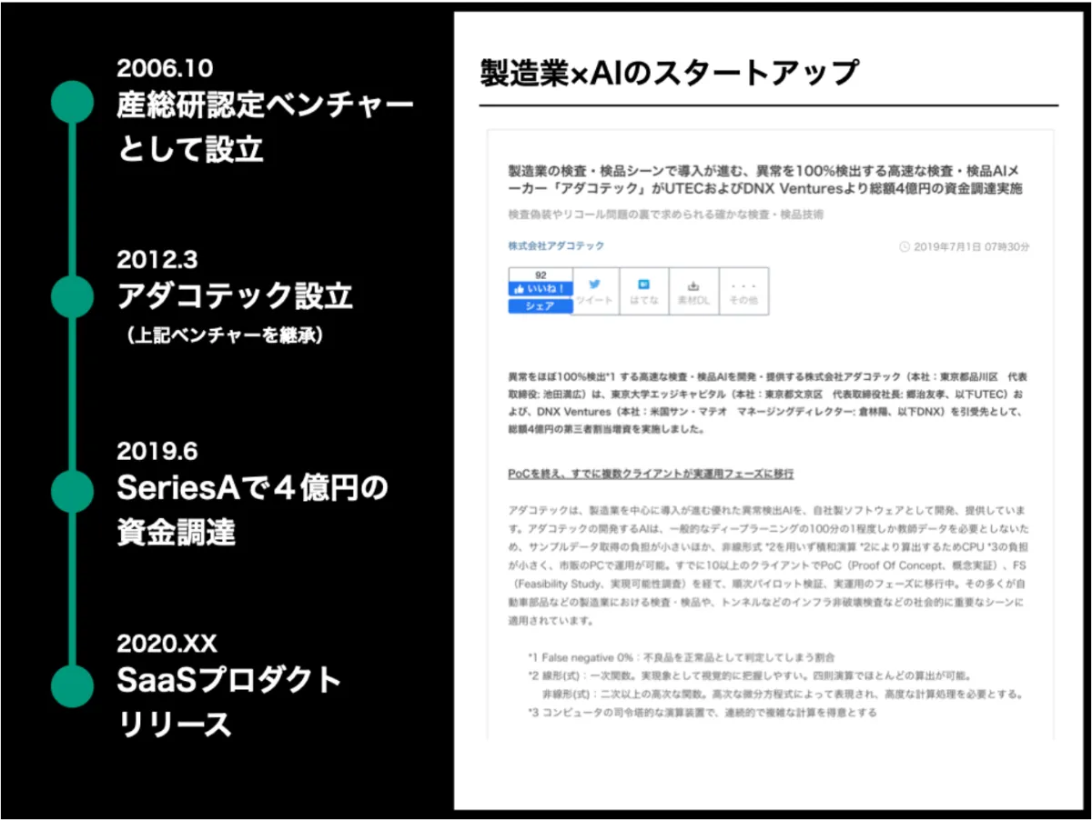 Adacotech】世界的にも類を見ない「製造業×検査AI」のSaaSを開発