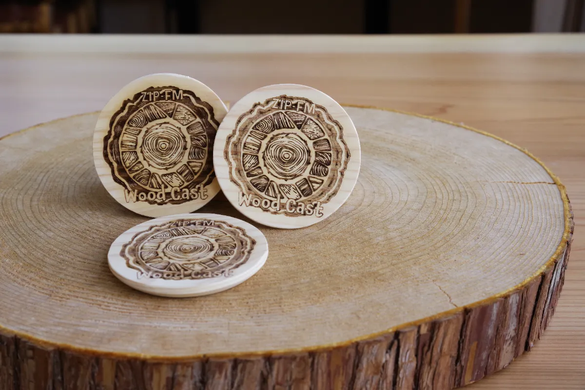 RJコースター WOODCAST オリジナルコースター｜レーザー刻印を施したノベルティ