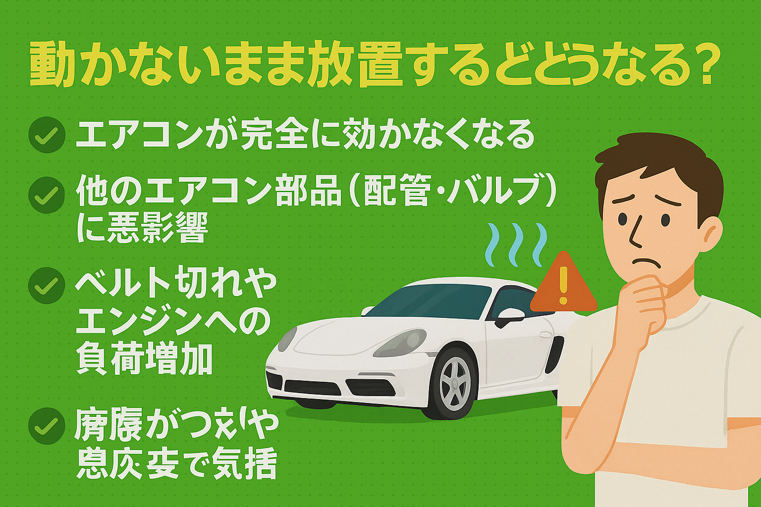 故障したエアコンコンプレッサーのイラスト