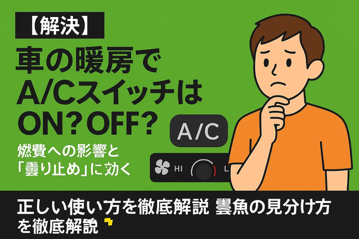 【解決】車の暖房でA/CスイッチはON?OFF?燃費への影響と「曇り止め」に効く正しい使い方を徹底解説