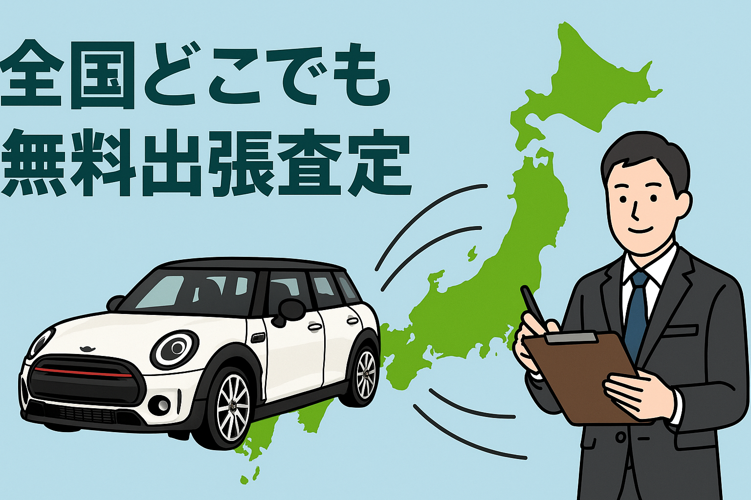 モビックの査定士がお客様のご自宅へ出張査定に伺う様子
