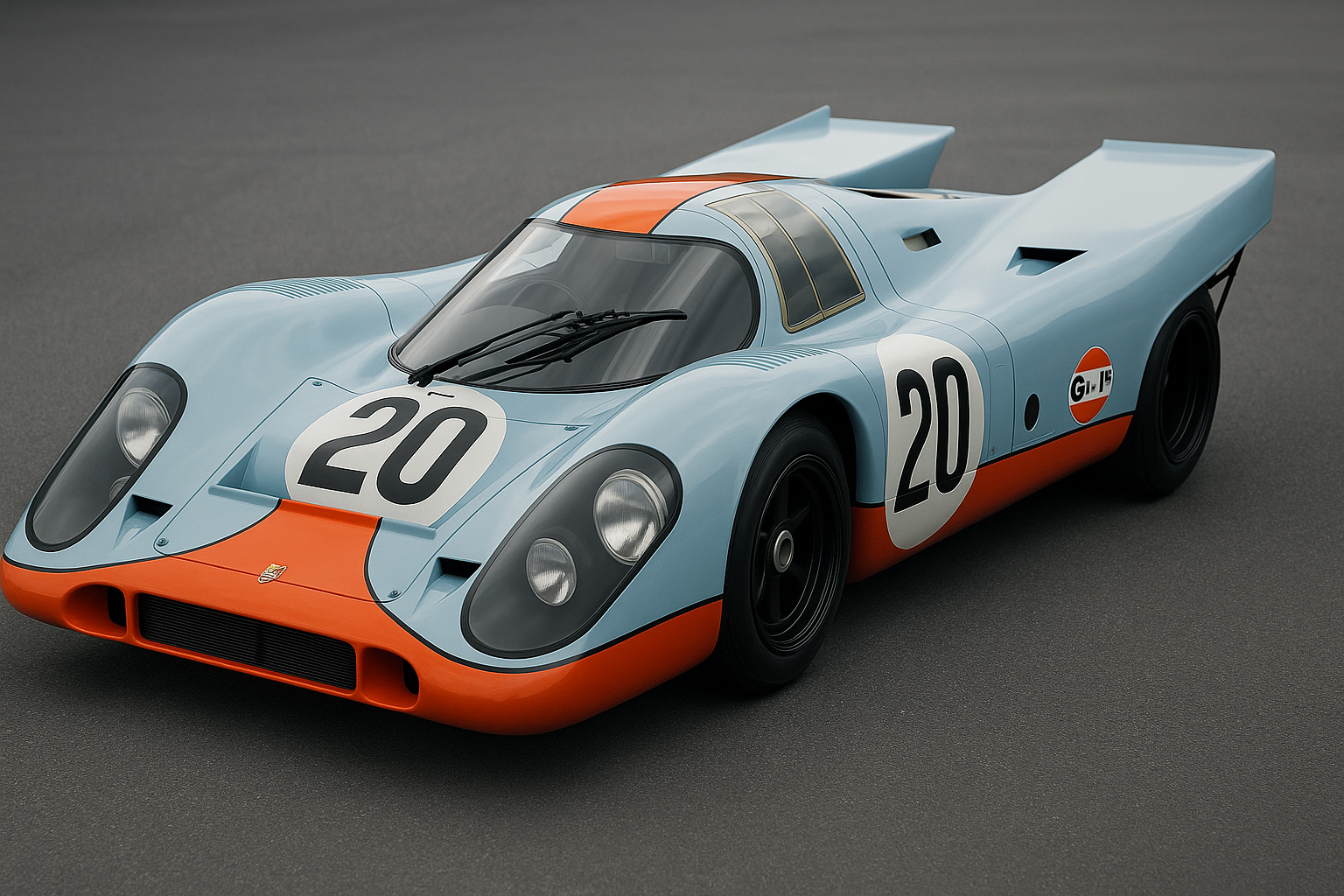 レースを走行する伝説的なポルシェ917