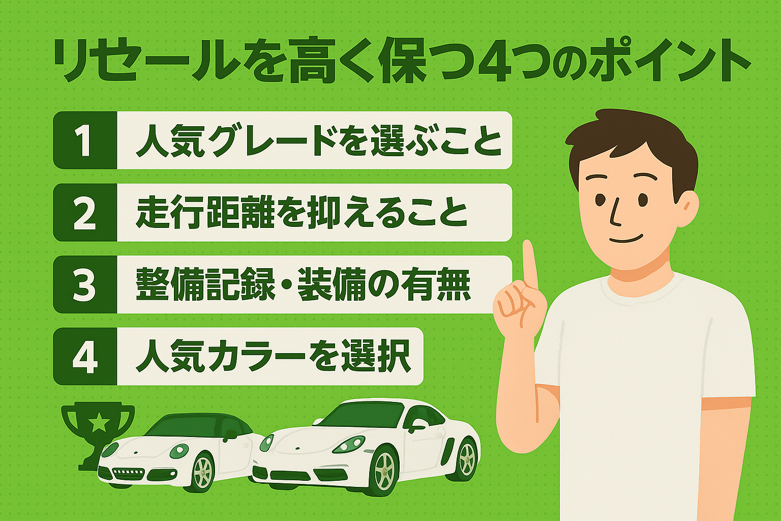 車の価値を示すグラフが上昇しているイメージ