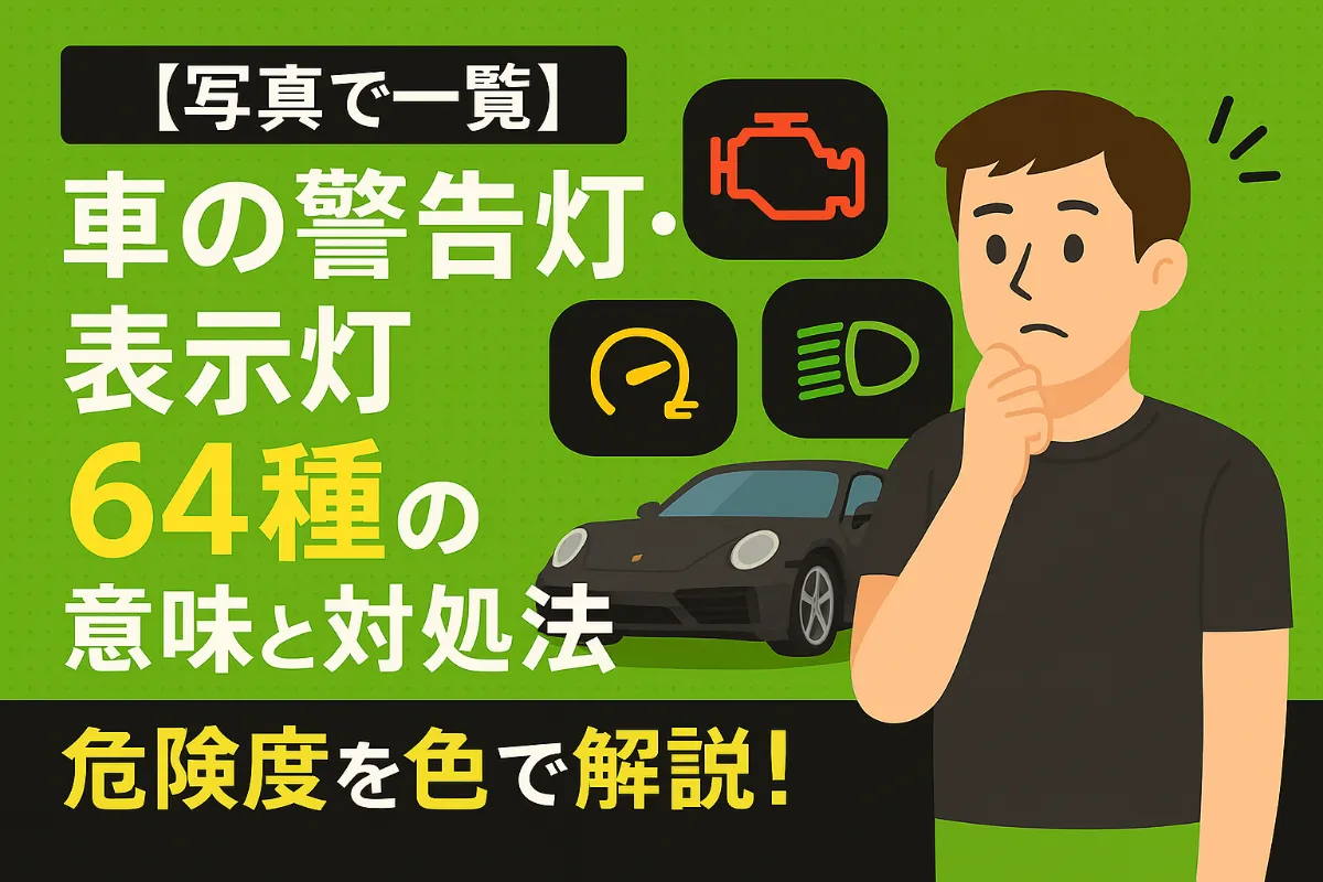 【写真で一覧】車の警告灯・表示灯64種の意味と対処法｜危険度を色で解説！