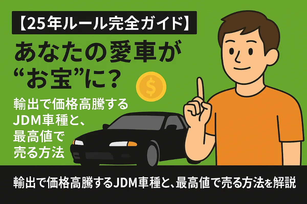 【25年ルール完全ガイド】あなたの愛車が“お宝”に?輸出で価格高騰するJDM車種と、最高値で売る方法を徹底解説