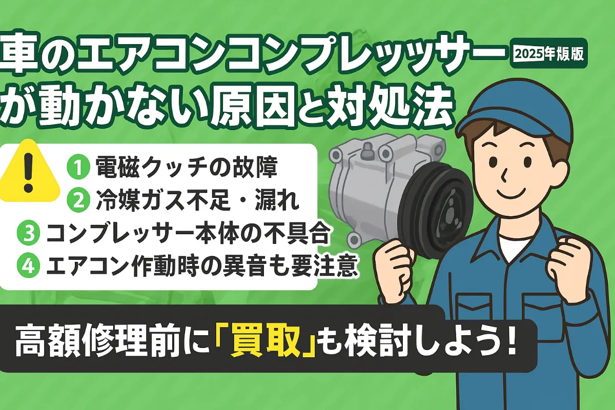 【2025年最新版】車のエアコンコンプレッサーが動かない原因と対処法｜高額修理前に知っておくべきこと