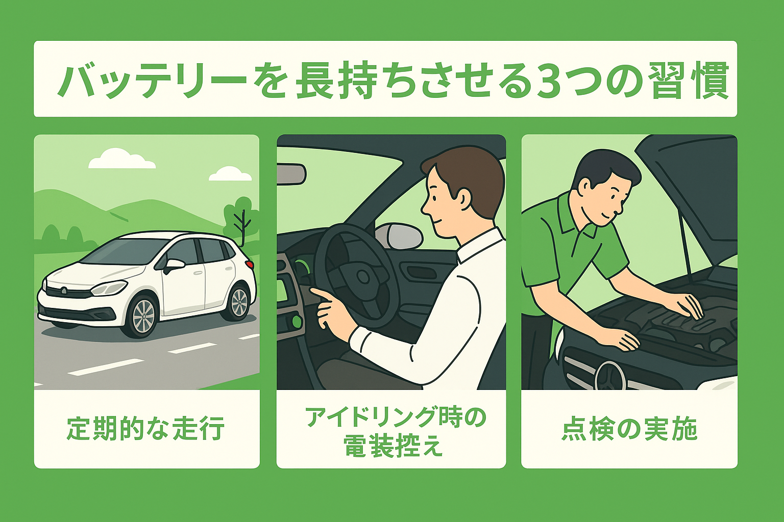 バッテリーを長持ちさせるためのヒントを示すアイコン