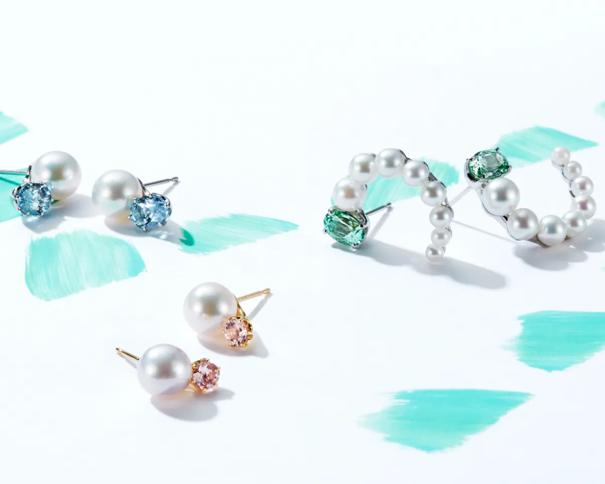 k18WG ターコイズ&あこや真珠 モダンなリング リリース】「and