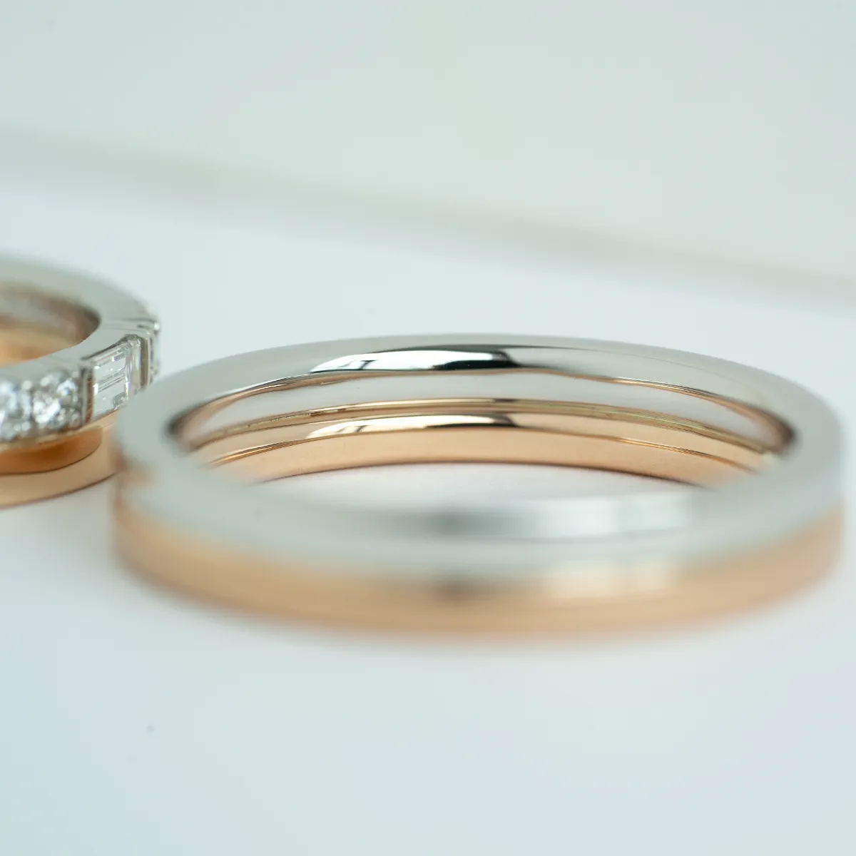 プラチナとピンクゴールドの結婚指輪｜コンビデザインのオーダー