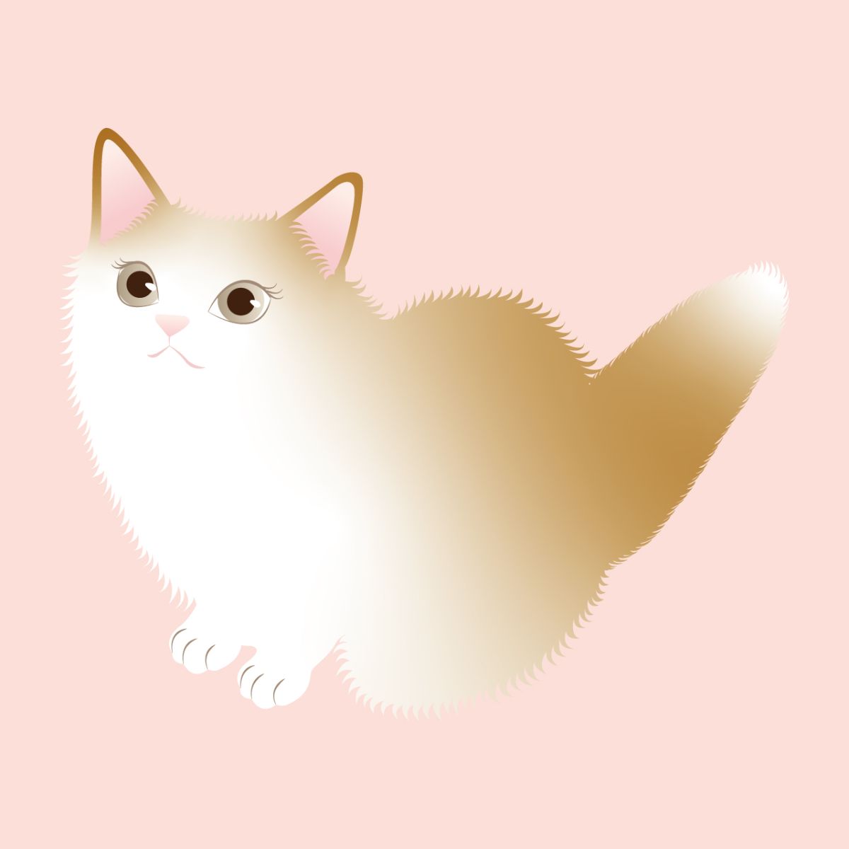 茶白猫 エレナ のイラストアート アートファブリックパネル