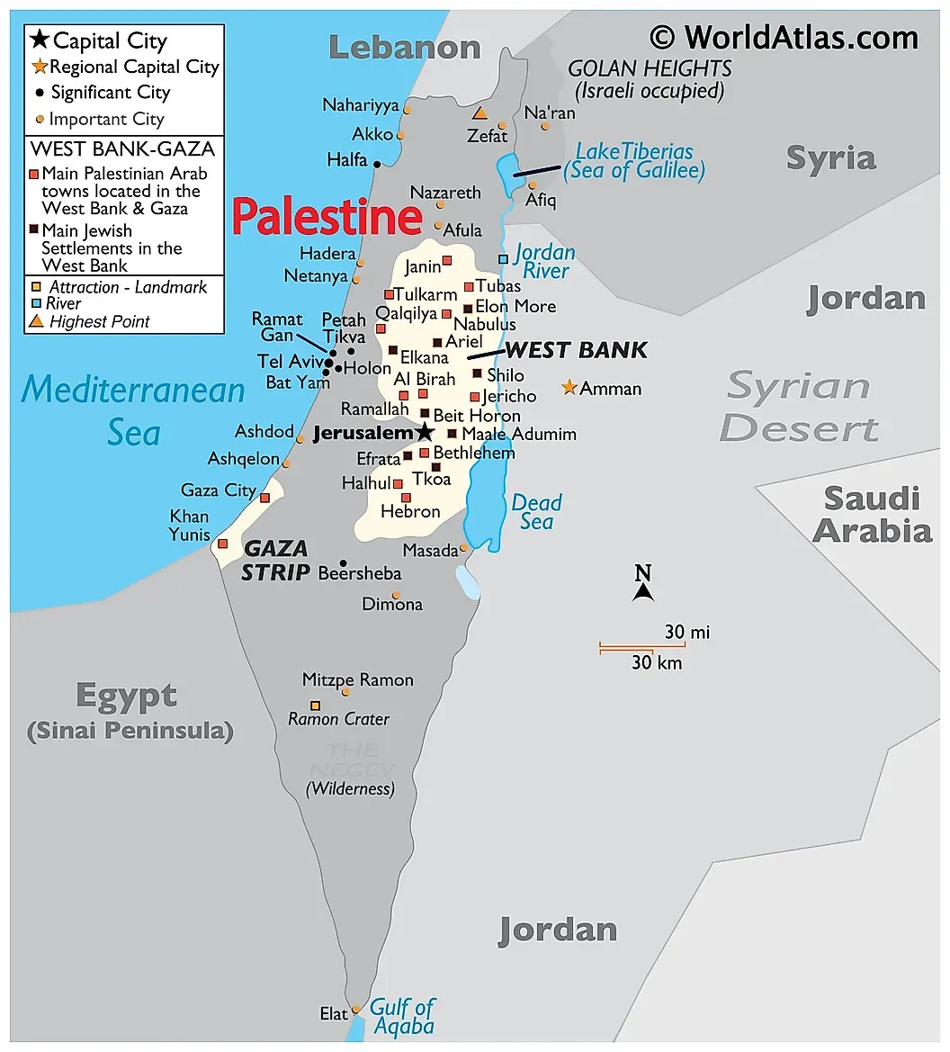 パレスチナの地図