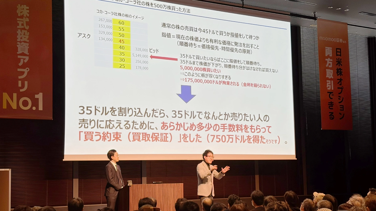 守屋オプションスクール講師が投資手法を解説している講義の様子