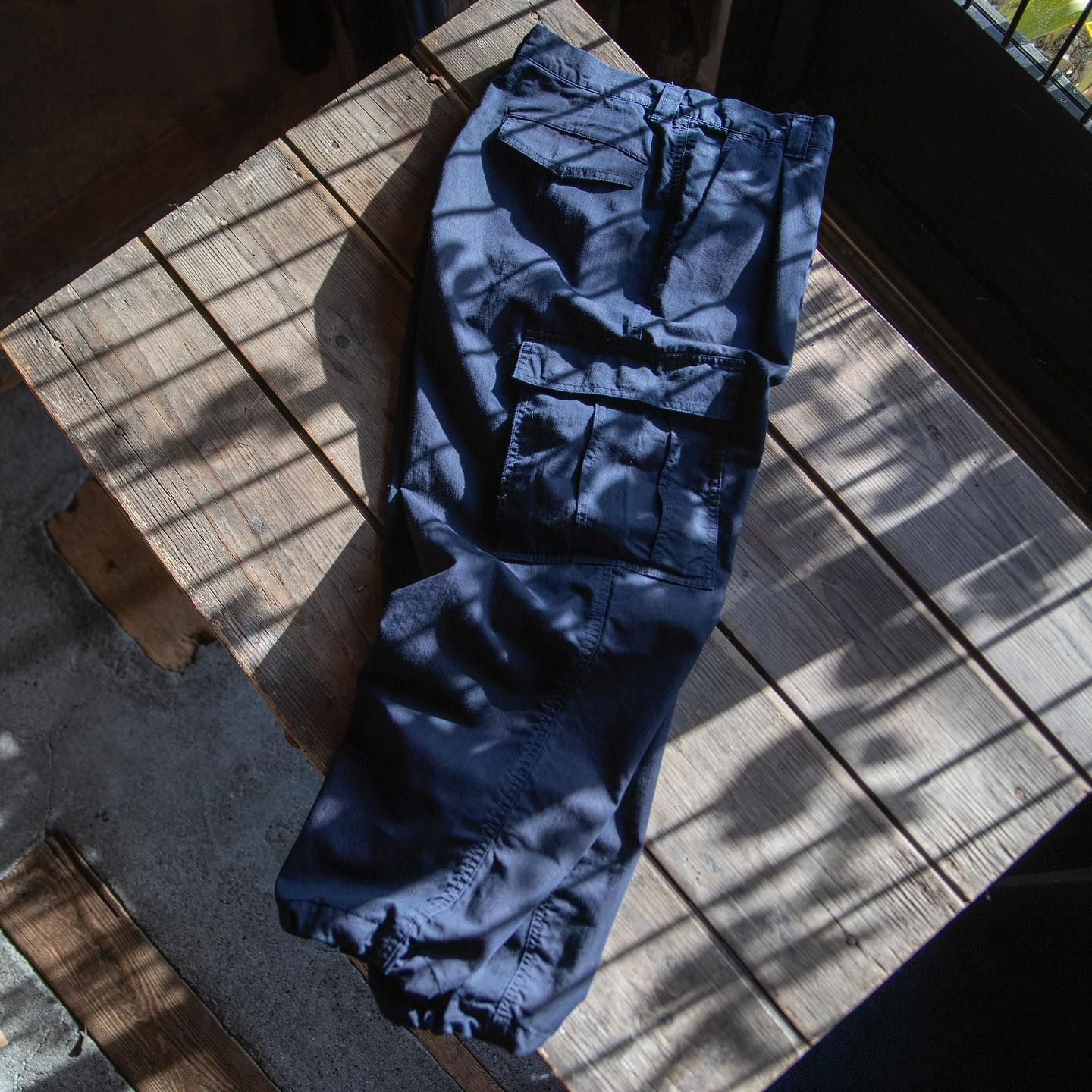 Indigo Nylon Satin Cargo Pants - BLUE BLUE JAPAN