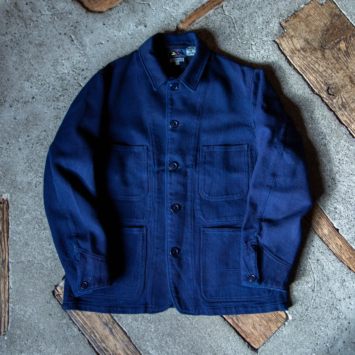 Honnai Light Sashiko Chore Coat BLUE BLUE JAPAN