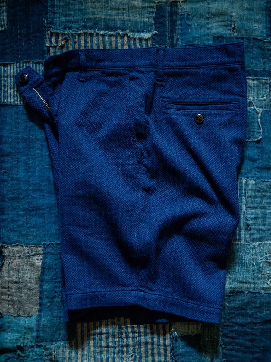 【人気品】ブルーブルー　インディゴ染め　刺子　ズボン　パンツ　ネイビー カセゾメサシコショーツ - BLUE BLUE JAPAN | ブルーブルージャパン