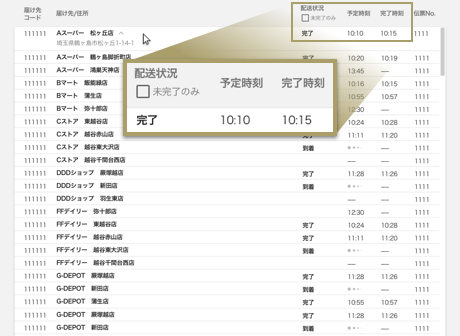 配送状況確認機能