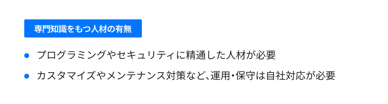 専門知識をもつ人材の有無
