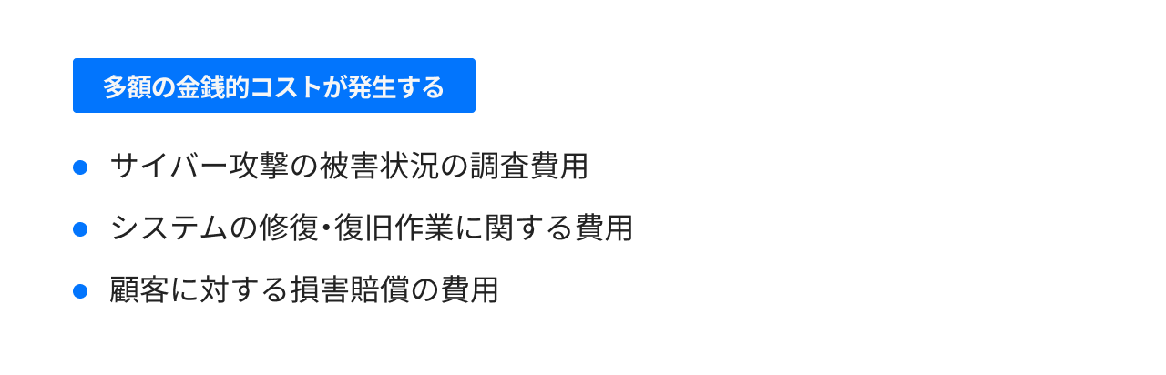 多額の金銭的コストが発生する