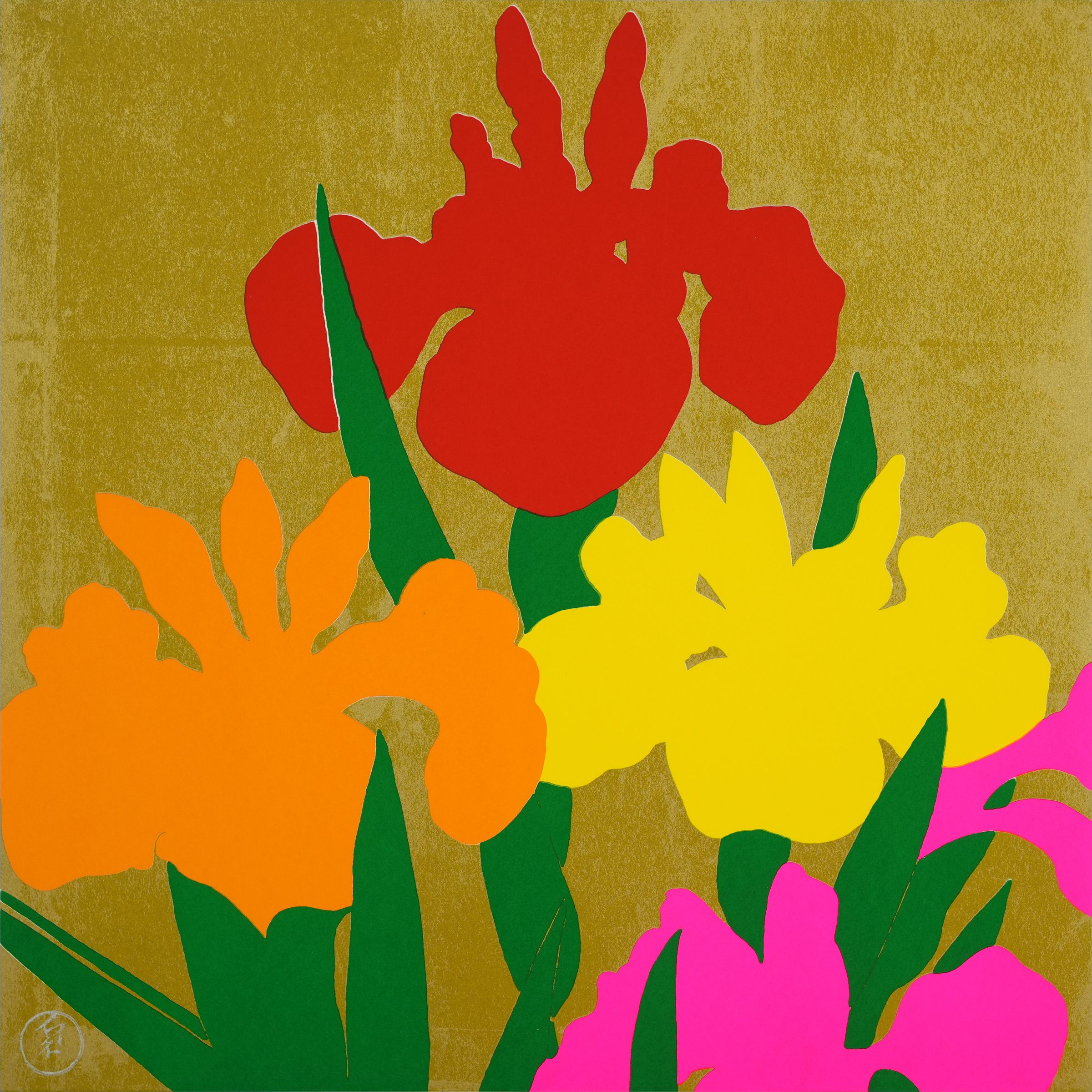 Suzanne Pinotteシルクスクリーン 花瓶に花のアート額82x70㎝ Suzanne Pinotteシルクスクリーン 花瓶に花のアート額82x70