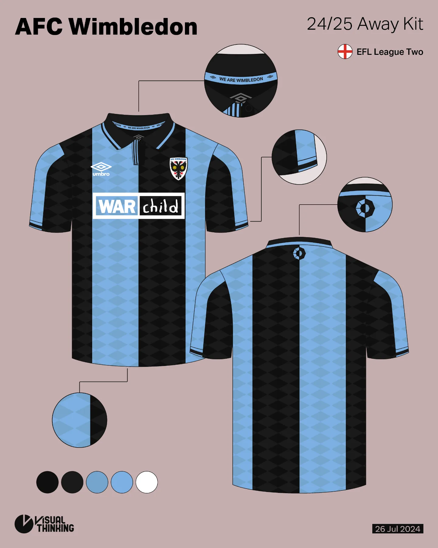 AFC Wimbledon(24/25シーズン Away Kit) - ビジュアルシンキング AFC Wimbledon(24/25シーズン Away Kit) - ビジュアルシンキング