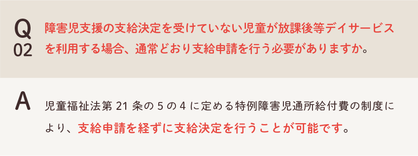 新型コロナウイルス感染症防止のための小学校等の臨時休業に関連した 放課後等デイサービスに係るＱ＆Ａについて（Q2）の画像