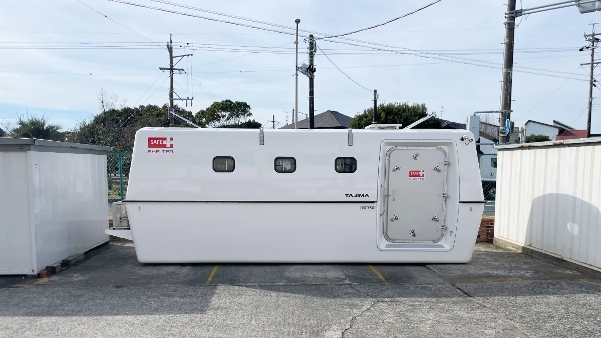 浮揚式津波洪水対策用シェルター「SAFE+(セーフプラス 浮揚式津波洪水対策用シェルター「SAFE+(セーフプラス