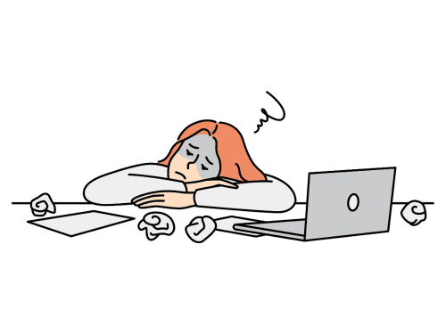 辛いと感じている女性のイラスト