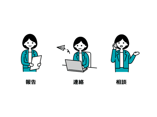 報告・連絡・相談を表す女性